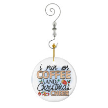 (Coffee And Christmas Design_3304) Christmas Ornaments Ceramic with Crystal Hook Xmas Handmade Tree Decorations Keepsake Gifts Stocking Stuffer