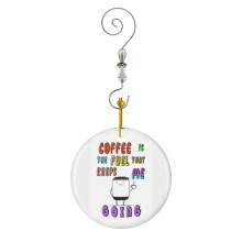 (Coffee Is The Fuel That Keeps Me Going_4504) Christmas Ornaments Ceramic with Crystal Hook Xmas Handmade Tree Decorations Keepsake Gifts Stocking Stuffer