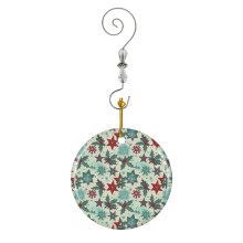 (Green Christmas Outfits, Festive Art_4591) Christmas Ornaments Ceramic with Crystal Hook Xmas Handmade Tree Decorations Keepsake Gifts Stocking Stuffer