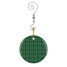 (Green Black Cozy Plaids Pattern_7395) Christmas Ornaments Ceramic with Crystal Hook Xmas Handmade Tree Decorations Keepsake Gifts Stocking Stuffer