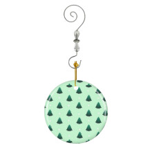 (Green Christmas Design_9483) Christmas Ornaments Ceramic with Crystal Hook Xmas Handmade Tree Decorations Keepsake Gifts Stocking Stuffer