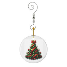 (Green Red Christmas Tree_4898) Christmas Ornaments Ceramic with Crystal Hook Xmas Handmade Tree Decorations Keepsake Gifts Stocking Stuffer