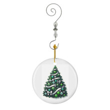 (Green And White Christmas Tree_4896) Christmas Ornaments Ceramic with Crystal Hook Xmas Handmade Tree Decorations Keepsake Gifts Stocking Stuffer