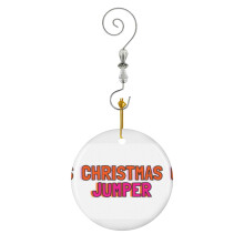 (Christmas Jumperk And Orange Word Art_3639) Christmas Ornaments Ceramic with Crystal Hook Xmas Handmade Tree Decorations Keepsake Gifts Stocking Stuffer