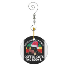 (Christmas Is Better With Coffee, Cats, And Books_3102) Christmas Ornaments Ceramic with Crystal Hook Xmas Handmade Tree Decorations Keepsake Gifts Stocking Stuffer
