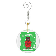 (Christmas Brown Bear_8311) Christmas Ornaments Ceramic with Crystal Hook Xmas Handmade Tree Decorations Keepsake Gifts Stocking Stuffer