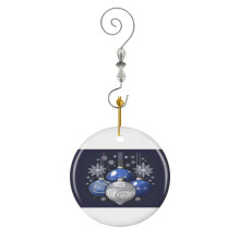 (Christmas Blue Lucky Baubles Christmas Blue Lucky Baubles_7792) Christmas Ornaments Ceramic with Crystal Hook Xmas Handmade Tree Decorations Keepsake Gifts Stocking Stuffer