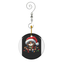 (Brown Tabby Cat Pet Christmas Lights_4286) Christmas Ornaments Ceramic with Crystal Hook Xmas Handmade Tree Decorations Keepsake Gifts Stocking Stuffer