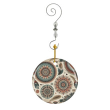 (Brown Holidays_9642) Christmas Ornaments Ceramic with Crystal Hook Xmas Handmade Tree Decorations Keepsake Gifts Stocking Stuffer