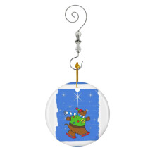 (Brown Bear_9071) Christmas Ornaments Ceramic with Crystal Hook Xmas Handmade Tree Decorations Keepsake Gifts Stocking Stuffer