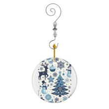 (Blue And White Christmas Christmas Baubles- Holiday Vibes_9649) Christmas Ornaments Ceramic with Crystal Hook Xmas Handmade Tree Decorations Keepsake Gifts Stocking Stuffer