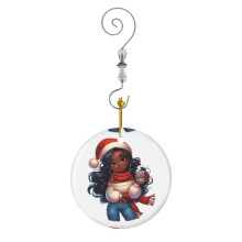 (Cozy Holiday Coffee Moment Christmas Coffee_7947) Christmas Ornaments Ceramic with Crystal Hook Xmas Handmade Tree Decorations Keepsake Gifts Stocking Stuffer