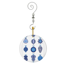 (Baubles Blue Chinoiserie Christmas_6613) Christmas Ornaments Ceramic with Crystal Hook Xmas Handmade Tree Decorations Keepsake Gifts Stocking Stuffer