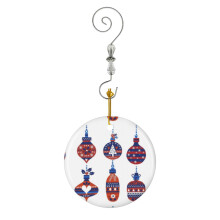 (Bauble Christmas Red And Blue, Christmas With Blue And White_4742) Christmas Ornaments Ceramic with Crystal Hook Xmas Handmade Tree Decorations Keepsake Gifts Stocking Stuffer