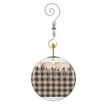 (Aesthetic Beige Christmas Pattern_986) Christmas Ornaments Ceramic with Crystal Hook Xmas Handmade Tree Decorations Keepsake Gifts Stocking Stuffer