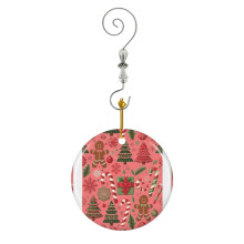 (Christmas Festive Pattern With Sweets And Decorations_1505) Christmas Ornaments Ceramic with Crystal Hook Xmas Handmade Tree Decorations Keepsake Gifts Stocking Stuffer