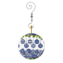 (Small Christmas Baubles In Blue And White_9027) Christmas Ornaments Ceramic with Crystal Hook Xmas Handmade Tree Decorations Keepsake Gifts Stocking Stuffer