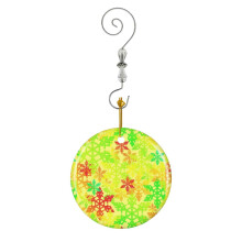 (Snowflake In Hot Colors On Yellow Halfdrop_1253) Christmas Ornaments Ceramic with Crystal Hook Xmas Handmade Tree Decorations Keepsake Gifts Stocking Stuffer