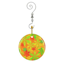 (Snowflake In Hot Colors On Orange Halfdrop_1264) Christmas Ornaments Ceramic with Crystal Hook Xmas Handmade Tree Decorations Keepsake Gifts Stocking Stuffer