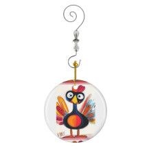 (Vibrant Whimsical Turkey With Colorful Orange Yellow Red And Blue Hues Fortivating Thanksgiving Gene) Christmas Ornaments Ceramic with Crystal Hook Xmas Handmade Tree Decorations Keepsake Gifts Stocking Stuffer