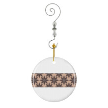 (Star Anise Pattern On Beige, Christmas Spice_6206) Christmas Ornaments Ceramic with Crystal Hook Xmas Handmade Tree Decorations Keepsake Gifts Stocking Stuffer