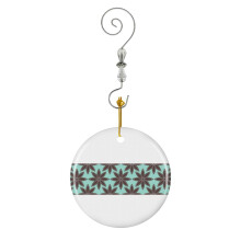(Star Anise Pattern On Mint Green, Herbs And Spices_7358) Christmas Ornaments Ceramic with Crystal Hook Xmas Handmade Tree Decorations Keepsake Gifts Stocking Stuffer