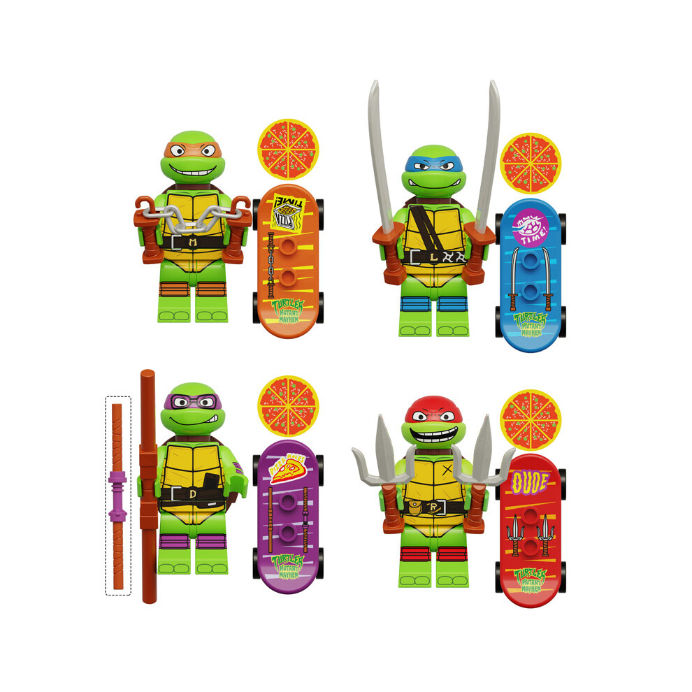 4pcs Ninja Turtles Falling Mini Doll Toys Suitable for Lego Children's Gifts