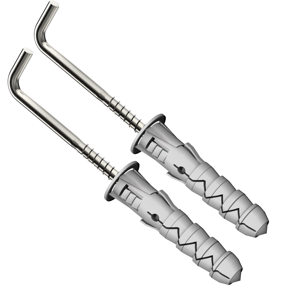L Shape Screw Hooks With Nylon Wall Plugs Right Angle Hanging Anchors 5056826602299