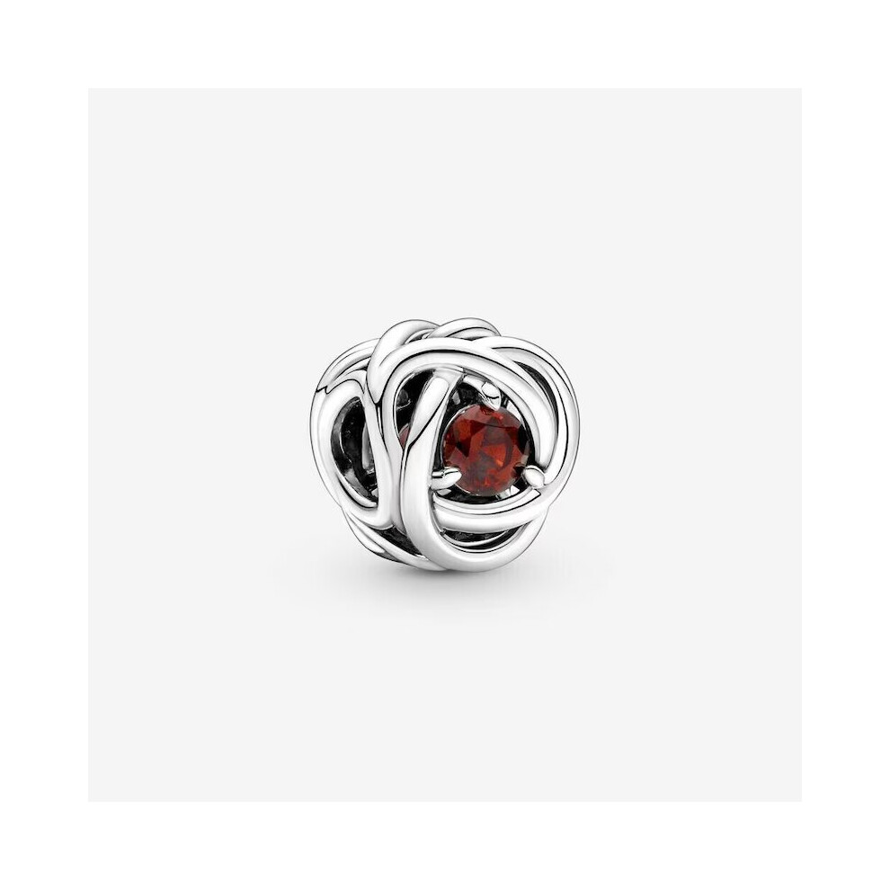 (January ) Birthstone Eternity Circle Month January to December charm for Girls Genuine 925 Silver