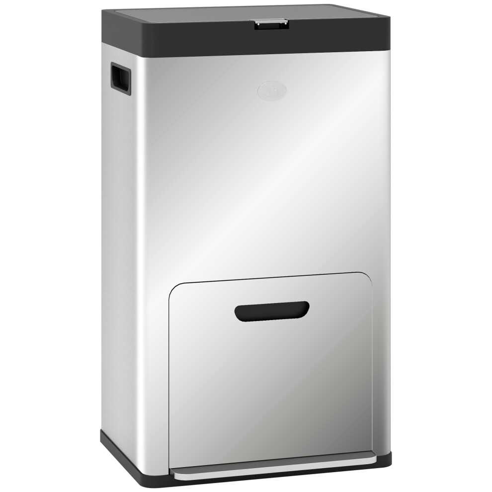 HOMCOM 3 Compartment Kitchen Bin - Stainless Steel - 56L - Silver - Image 6