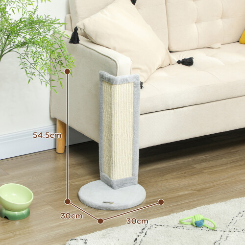 PawHut PawHut 56cm Corner Cat Scratching Post with Sisal Scratching Pad, Grey 1