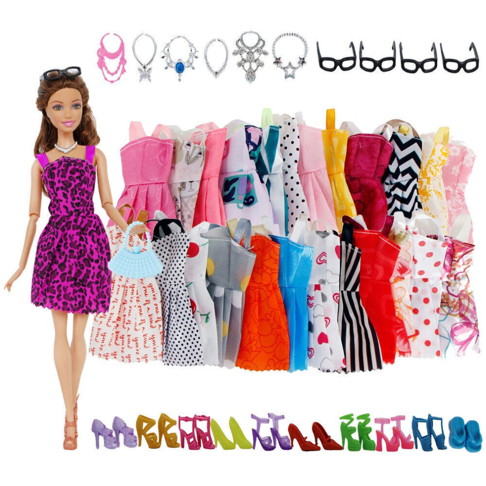 32x Barbie Doll Clothes Bundle Dresses Shoes Set Toy Accessories