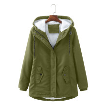 (green, S) Womens Winter Hooded Coats Waterproof Fleece Lined Parka Coat Casual Outdoor Jacket Cardigan Overcoats Outerwear Windproof Jacket Cotton Padded Coats
