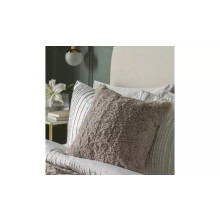 (Neutral) Faux Fur Textured Cushion - Charcoal, Neutral, Sage Green, 43x43cm Polyester