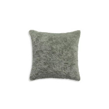 (Sage green) Faux Fur Textured Cushion - Charcoal, Neutral, Sage Green, 43x43cm Polyester