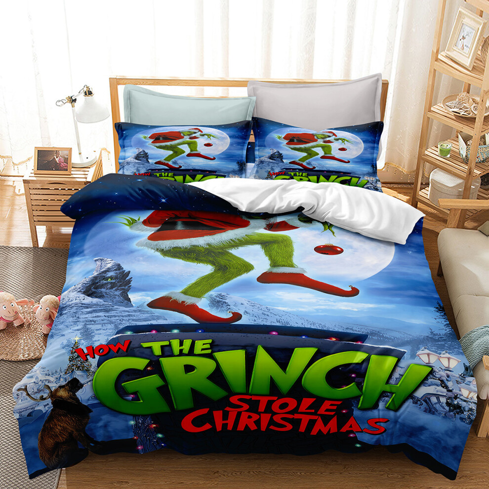 (16, King (220X240CM/3PCS)) The Grinch Bedding Single Double King Duvet Cover