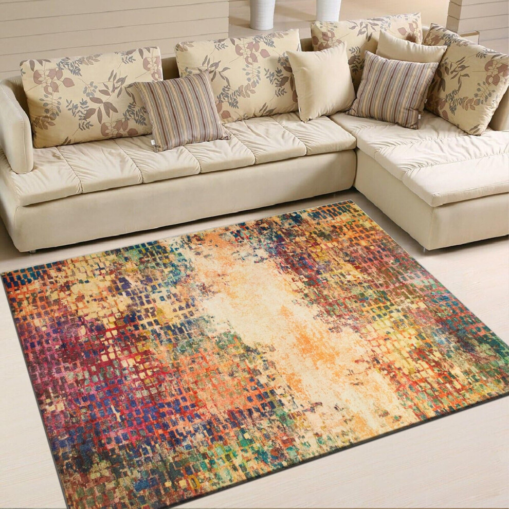 (120 X 170 cm, Vibrant) Luxurious Nonslip Area Rugs Traditional Living Room Carpets Door Mats