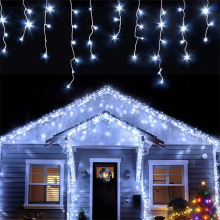 (white) LED String Lights Waterfall Curtain Light String 5M Droop 0.4-0.6m Christmas Fairy Lights Outdoor Party Garden Eaves Decoration