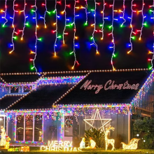 (Colorful) LED String Lights Waterfall Curtain Light String 5M Droop 0.4-0.6m Christmas Fairy Lights Outdoor Party Garden Eaves Decoration