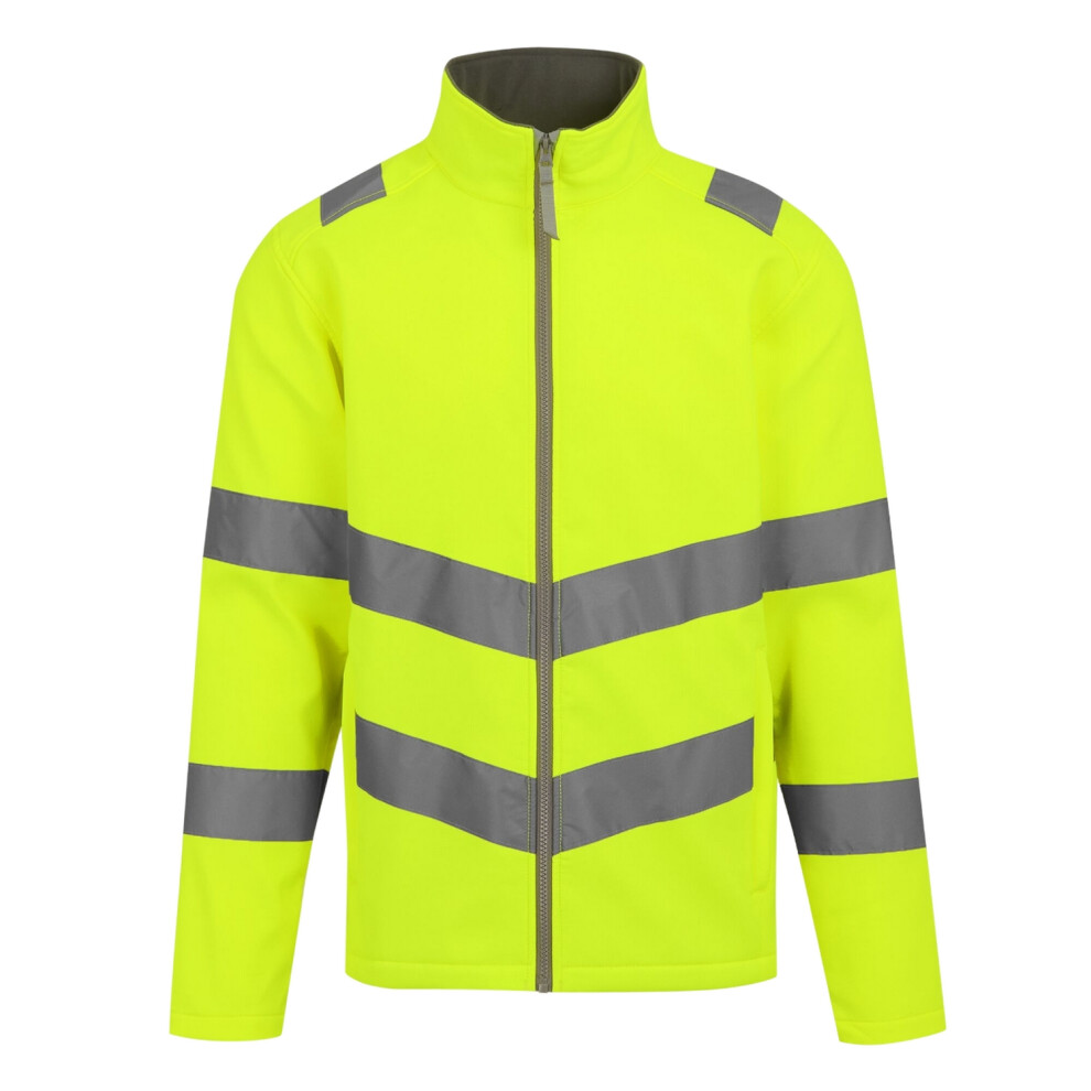 (L, Yellow) Regatta Professional Mens Pro Contract Ablaze Hi-Vis 2 Layer Soft Shell Jacket