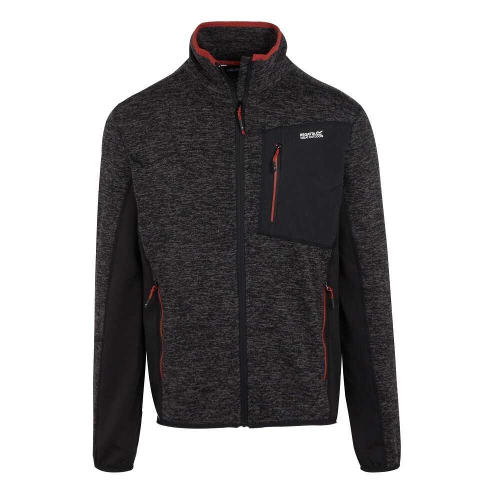 (L, Black/Black Marl) Regatta Mens Baslinn Marl Full Zip Fleece Jacket