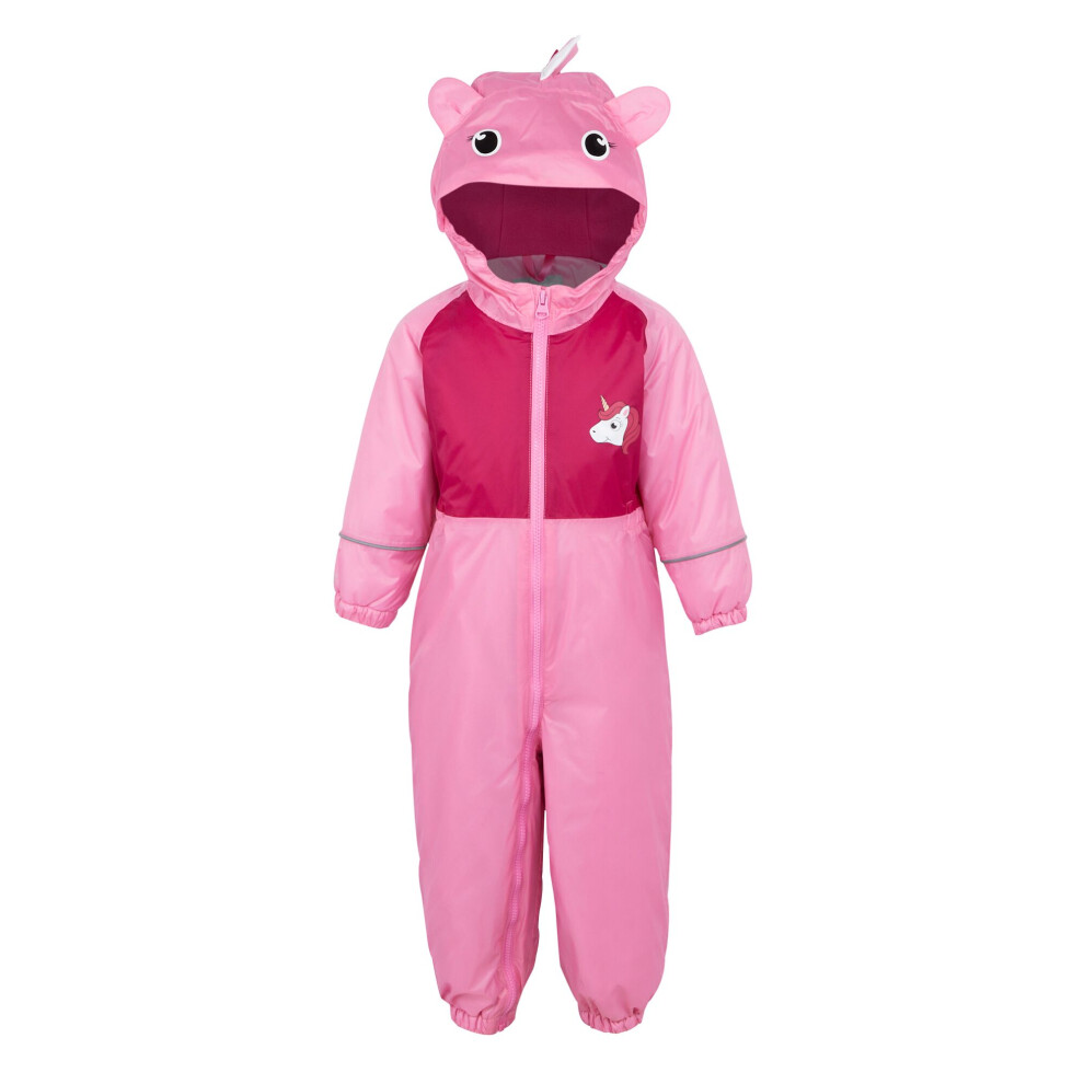 (24-36 Months, Sweet Pink) Regatta Childrens/Kids Mudplay III Luna The Unicorn Waterproof Puddle Suit