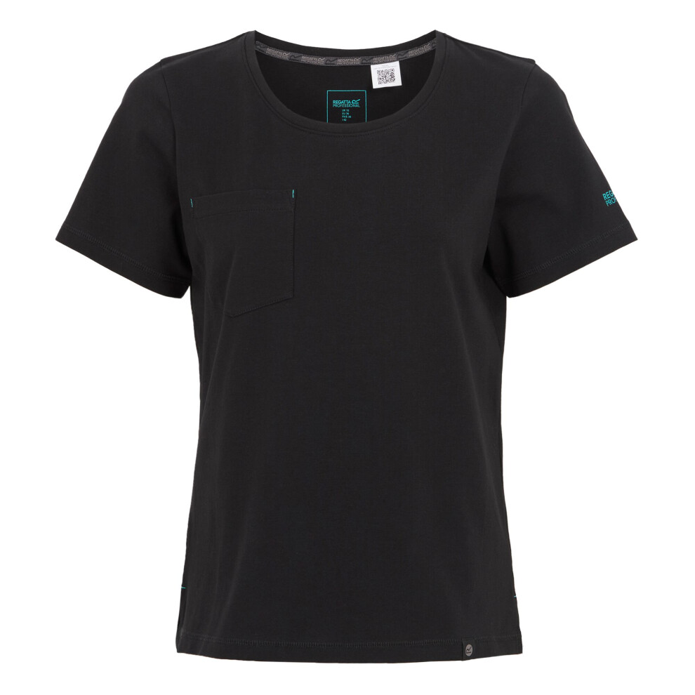 (12 UK, Black) Regatta Professional Womens/Ladies Ada Cotton Stretch T-Shirt