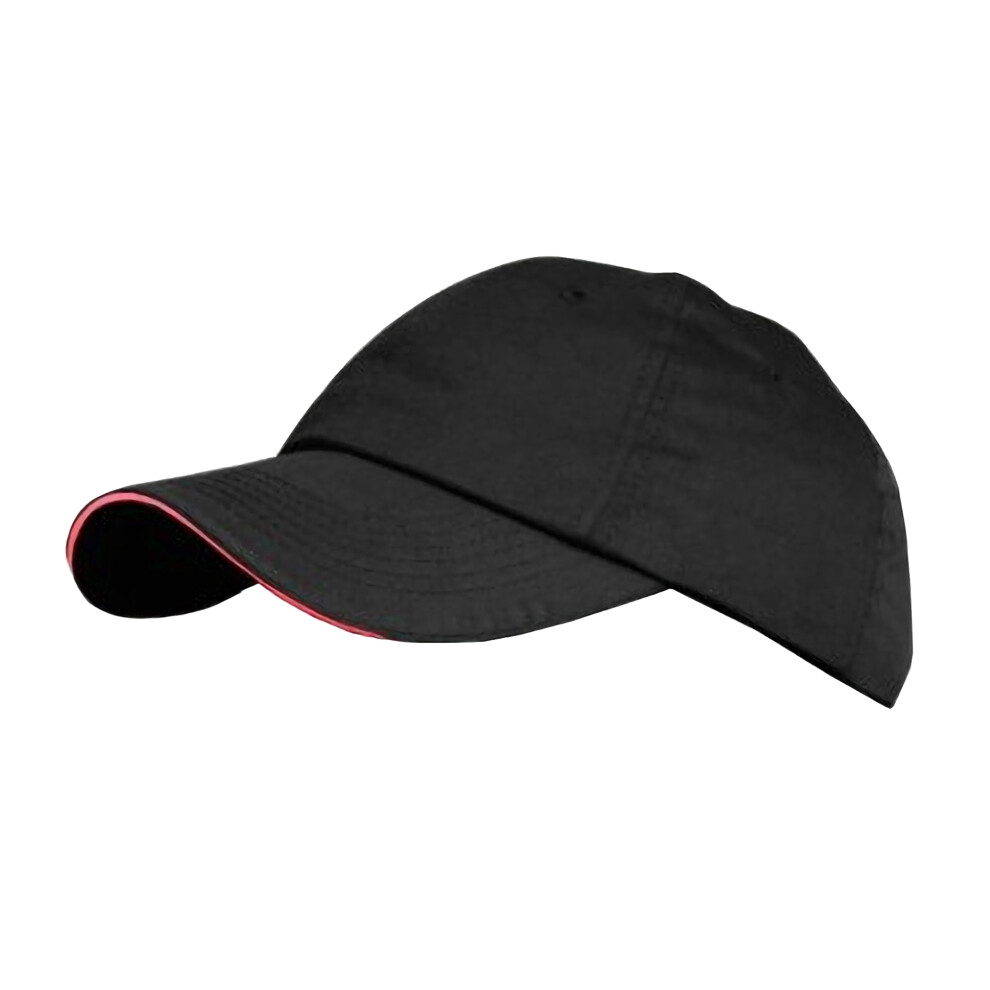 (One Size, Black/Red) Result Plain Premium Heavy Brushed Baseball Cap