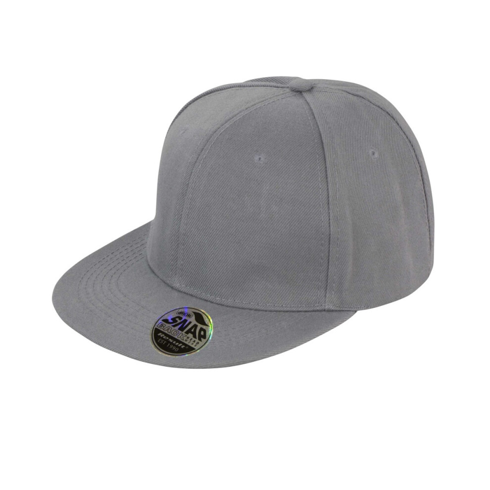 (One Size, Heather Grey) Result Unisex Core Bronx Original Flat Peak Snapback Solid Colour Cap