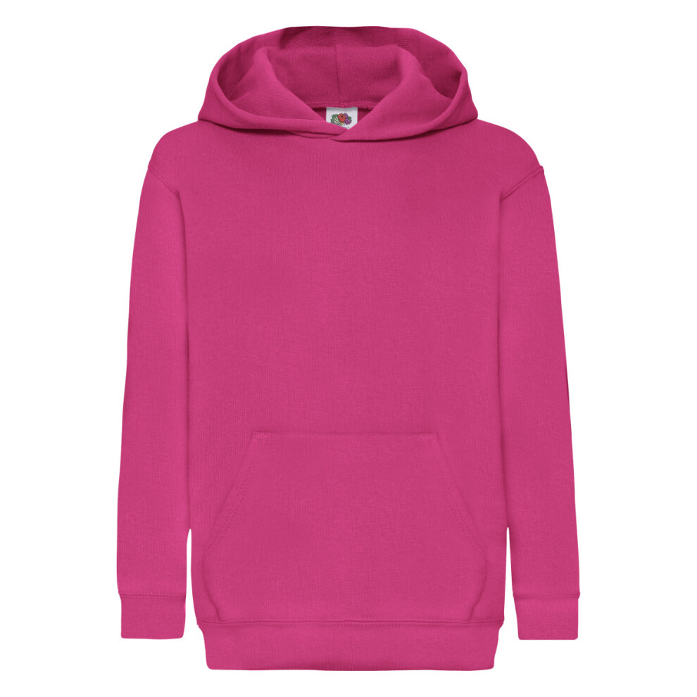 (9-11, Fuchsia) Fruit Of The Loom Childrens Unisex Hooded Sweatshirt / Hoodie