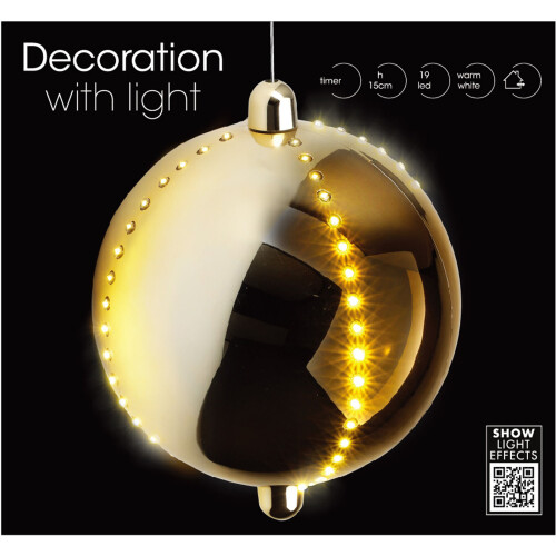 URBN Living (Gold) 15cm LED Light Up Ball Christmas Tree Decoration Warm White Timer 2
