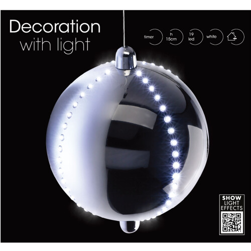 URBN Living (Silver) 15cm LED Light Up Ball Christmas Tree Decoration Warm White Timer 2