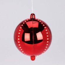 (Red) 15cm LED Light Up Ball Christmas Tree Decoration Warm White Timer