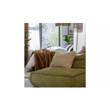 (Oatmeal) Faux Shearling Cushion - Machine Washable Polyester, 55x40cm
